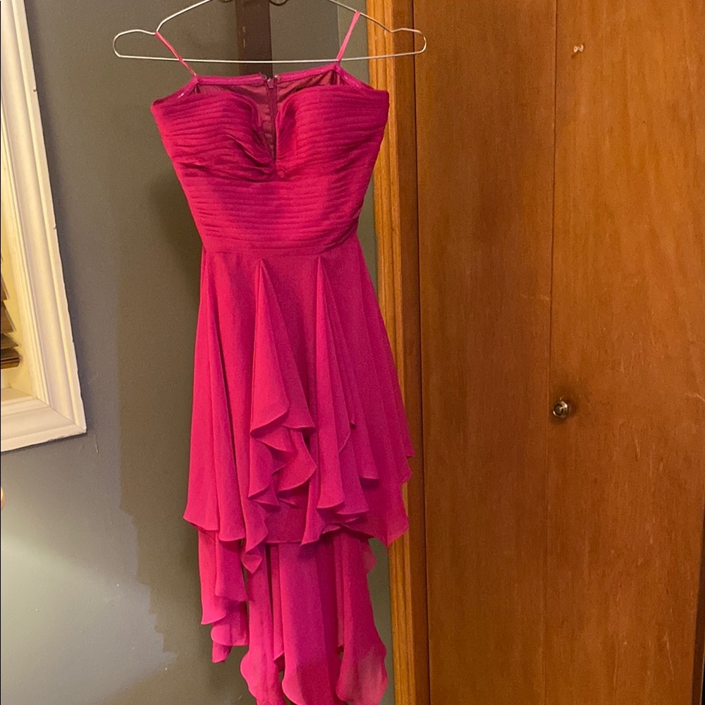 🩷Pink High-Low Ruched Prom, bridesmaids, formal Dress, Absolutely Stunning.